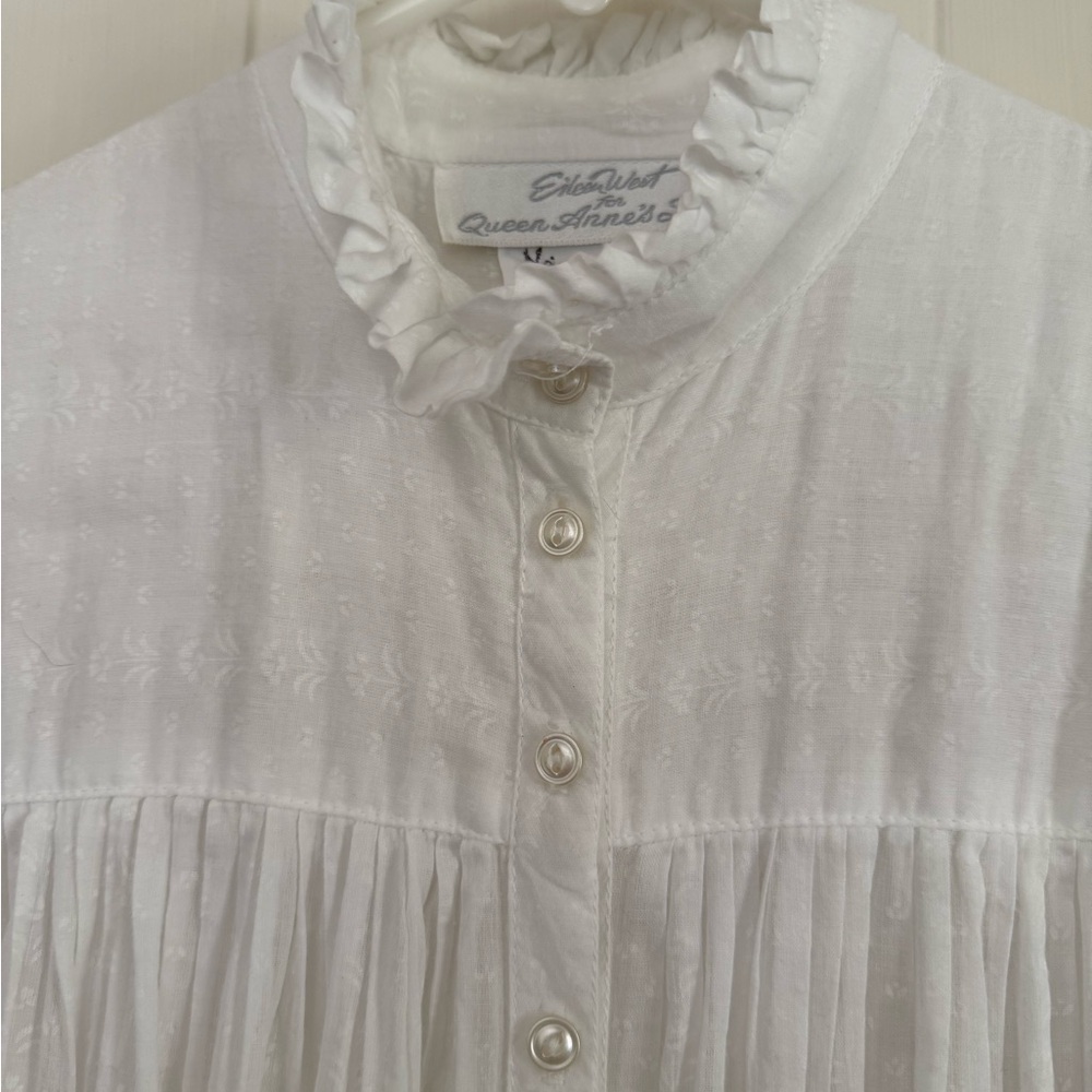Vintage Eileen West for Queen Anne’s Lace White Cotton Maternity Dress - Picture 3 of 11